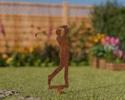 Golfer aus Cortenstahl, 350 oder 500 mm (mit Erdspieß)