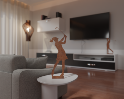 Female Golfer made of Corten steel, 350 or 500 mm (with base)