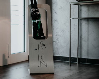 Stainless steel umbrella stand with polished look